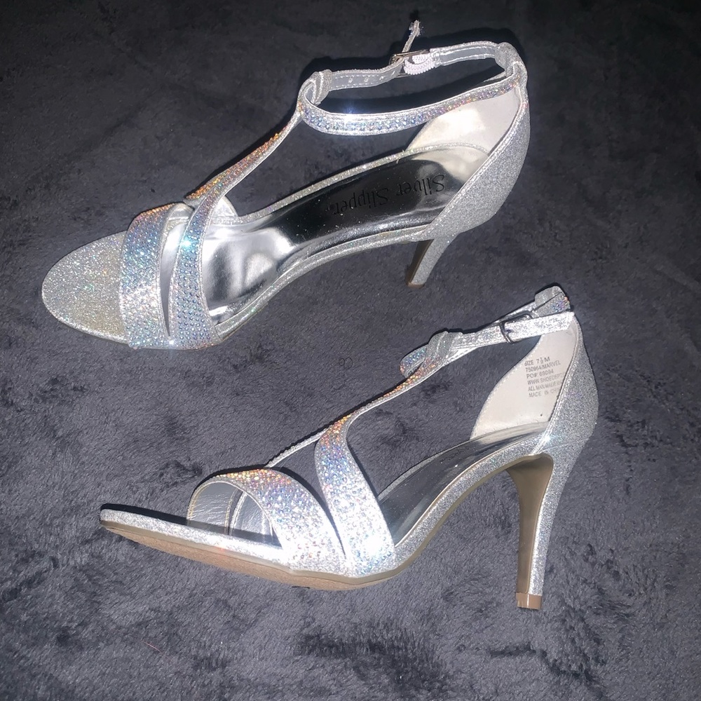 Silver slipper heels
